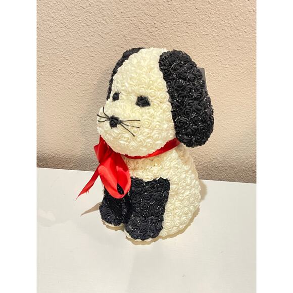 Handmade Pup From Roses Puppy Dog White Black - Picture 3 of 7